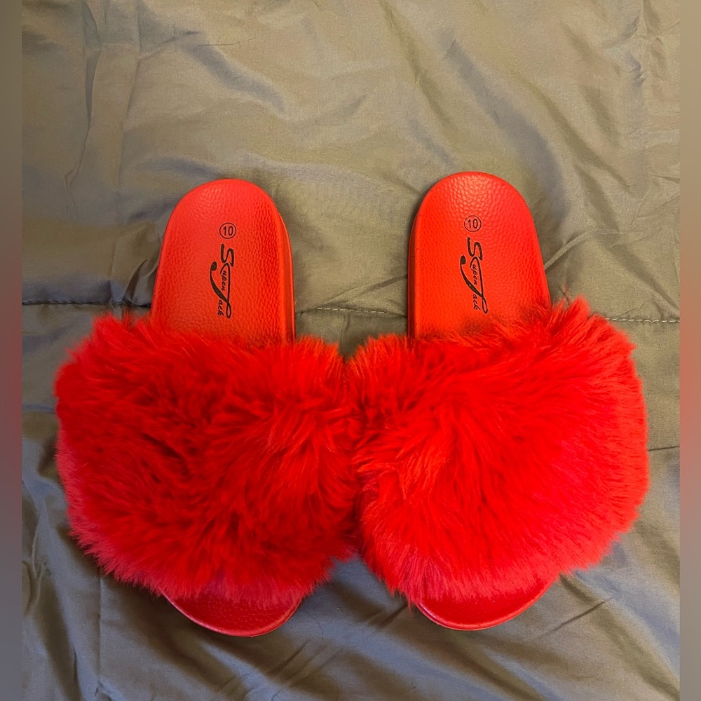 Red furry slides